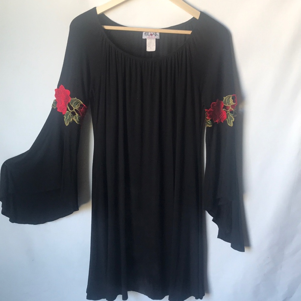 Black dress with roses size medium festival